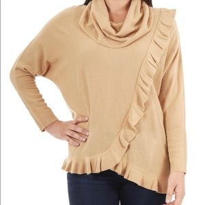 NWOT New Directions Tan Ruffled Sweater Size PXL